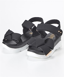 nissen | 【ゆったり幅広】リボンモチーフスポーツサンダル（低反発中敷）（ワイズ４Ｅ）(サンダル)