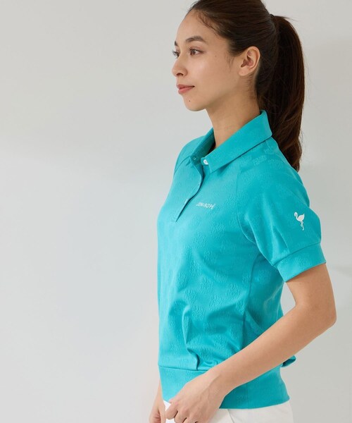 ROPE'（ロペ）の「ジャガードタックスリーブ半袖ポロ/UV・吸水（ポロシャツ・レディース・ブラック/ホワイト/ターコイズ/イエロー・L/M/S）」の20枚目の写真