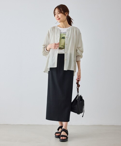 ROPE' PICNIC(ロペピクニック)の「布帛シアーカーディガンブラウス(シャツ/ブラウス・レディース・ブラック/キナリ/ベージュ・F)」の16枚目の写真