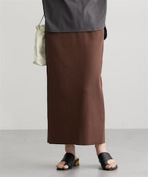 nissen | 【洗える】セルフカット　リブＩラインスカート 着痩せ 細見え 華奢見え きれいめ 上品 大人カジュアル こなれ感 ストレッチ 楽ちん ウエストゴム 秋 綿混(スカート)