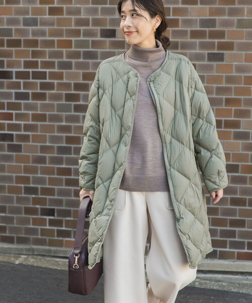URBAN RESEARCH DOORS（アーバンリサーチドアーズ）の「ライトダウンキルトロングコート（テーラードジャケット・レディース・L.GREGE/KHAKI/NAVY・M）」の17枚目の写真