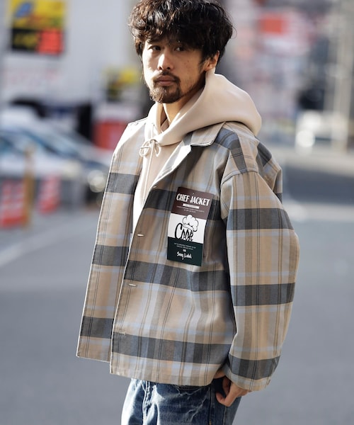 URBAN RESEARCH Sonny Label（アーバンリサーチサニーレーベル）の「CHEF JACKET（カバーオール・メンズ・カーキ/アイボリー/ブラック/ブラウン/ヒッコリー/オンブレ/グレージュCH・M/L）」の4枚目の写真