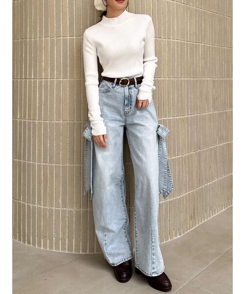 dazzlin（ダズリン）の「リボンバレルデニムパンツ（デニムパンツ・レディース・オフホワイト/アイスブルー/インディゴ・S/M）」の10枚目の写真