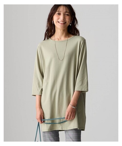 nissen（ニッセン）の「吸水速乾コクーンゆるシルエットカットソーチュニック（選べる3袖丈）（チュニック・レディース・黒/チャコールグレー/セージグリーン/ベイクドピンク/スモーキーブルー・S~M相当/L~LL相当/3L~4L相当/5L~6L相当）」の13枚目の写真