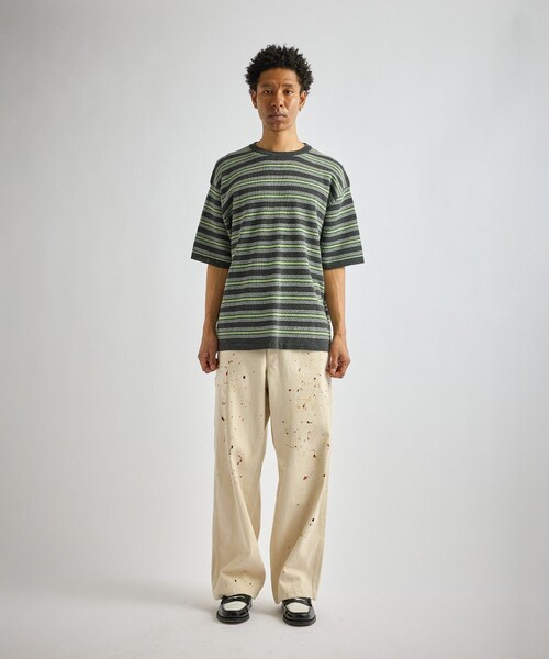 Saturdays NYC(サタデーズ ニューヨークシティ )の「Pacho Stripe Knit Top(Tシャツ/カットソー・レディース・ブラック系/パープル・L/M/S/XL)」の15枚目の写真