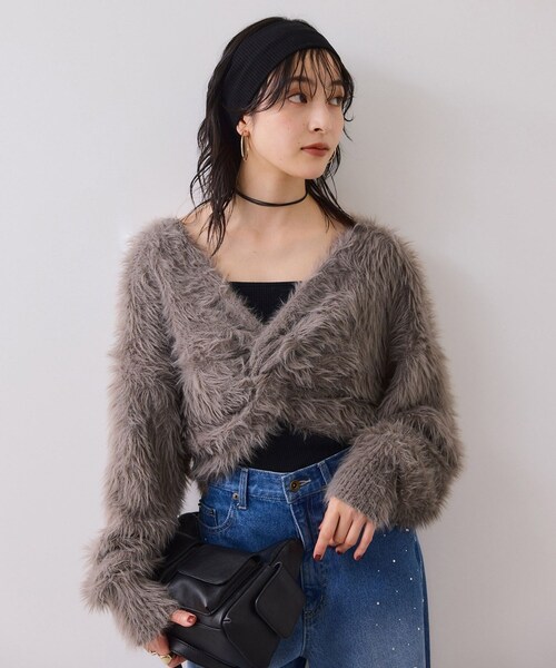 VIS（ビス）の「ねじりショートトップス付きロングニットワンピース/イージーケア（ワンピース・レディース・チャコール/キナリ/ベージュ・F）」の14枚目の写真