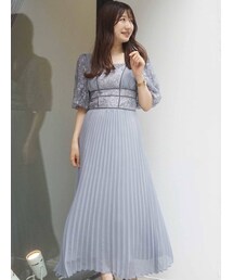 MERCURYDUO | レースドッキングパフスリーブドレス(ワンピース)