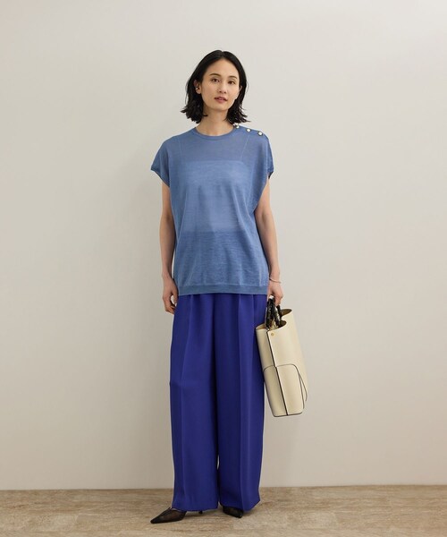 ROPE'（ロペ）の「ラミー フレンチスリーブプルオーバー/サマーニット（ニット/セーター・レディース・ベージュ/ネイビー/ブルー・F）」の9枚目の写真