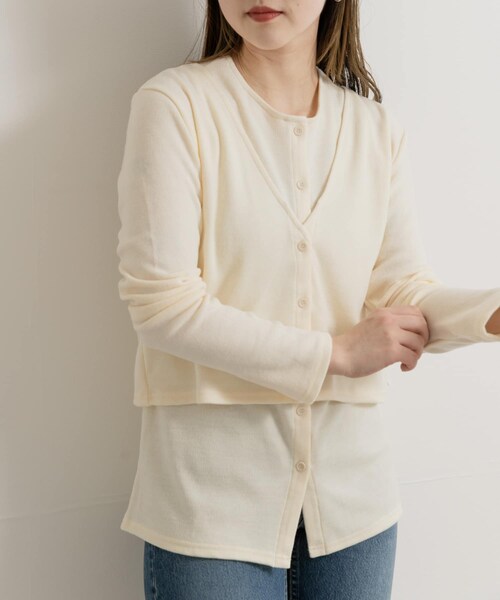 THE GOODLAND MARKET（ザグッドランドマーケット）の「&her　Vest Cardigan Set（カーディガン/ボレロ・レディース・GRYxOFF/CHARCOAL/OFF・FREE）」の2枚目の写真