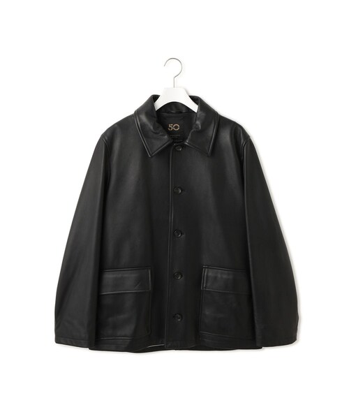 ADAM ET ROPE'(アダムエロペ)の「【CINQUANTA for ADAM ET ROPE'】別注 Leather Car Coat(ステンカラーコート・レディース・ブラック・F)」の8枚目の写真