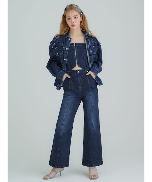 CALNAMUR（カルナムール）の「BACK RIBBON DENIM ALL IN ONE/バックリボンデニムオールインワン（つなぎ/オールインワン・レディース・アイスブルー/インディゴ・S/M）」の12枚目の写真