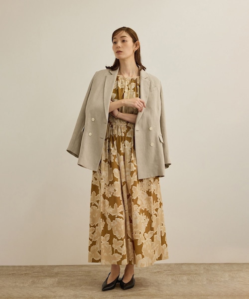 ROPE'（ロペ）の「【DEVEAUX（デヴォー）】別注ボカシフラワーウエストギャザーワンピース/洗える（ワンピース・レディース・ブラウン系/オレンジ系・F）」の7枚目の写真