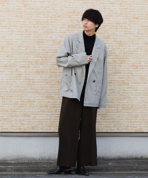 SENSE OF PLACE by URBAN RESEARCH（センスオブプレイスバイアーバンリサーチ）の「チェックダブルルーズジャケット（テーラードジャケット・メンズ・BEG×KHK・M/L）」の9枚目の写真