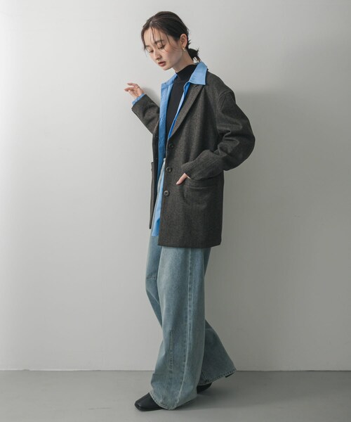 SENSE OF PLACE by URBAN RESEARCH（センスオブプレイスバイアーバンリサーチ）の「ジャージーメルトンテーラード（テーラードジャケット・レディース・BLK×WHT/BRN×BLK・One）」の18枚目の写真