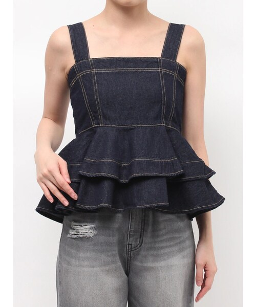 LAGUNAMOON（ラグナムーン）の「デニムペプラムキャミソール（その他トップス・レディース・ブラック/アイスブルー/インディゴ・F）」の3枚目の写真