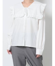 merry jenny | Vネックスクエアカラーフリルブラウス(シャツ/ブラウス)