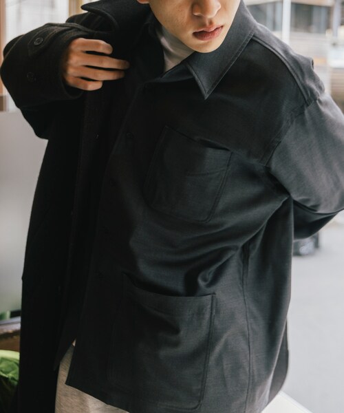 URBAN RESEARCH（アーバンリサーチ）の「THE DAY　WOOL SILK CHORE JACKET（カバーオール・メンズ・BLACK/CHARCOAL・1/2）」の10枚目の写真
