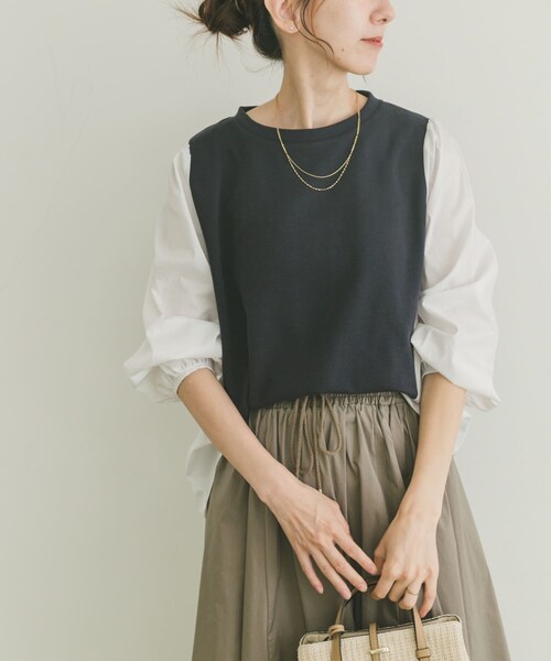 ITEMS URBANRESEARCH（アイテムズ アーバンリサーチ）の「フハクキリカエプルオーバー（Tシャツ/カットソー・レディース・BLK/NVY/BEG・FREE）」の5枚目の写真