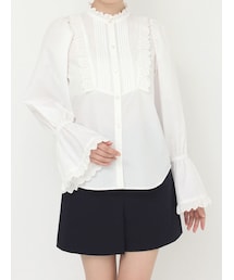 CALNAMUR | コットンフリルレースブラウス(シャツ/ブラウス)