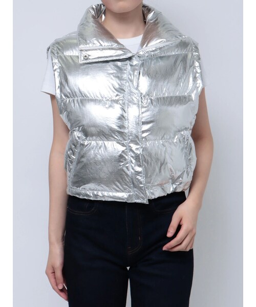 EVRIS（エヴリス）の「ボリュームショートベスト（ダウンベスト・レディース・ブラック/シルバー/ホワイト・F）」の3枚目の写真