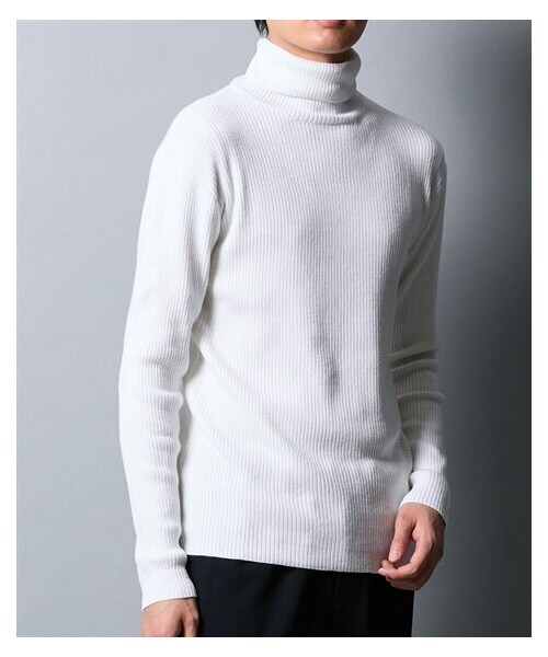 nissen（ニッセン）の「リブ二重臼編タートルネックニット（ニット/セーター・メンズ・オフホワイト/杢ブラック/ブラック・M/L/LL）」の10枚目の写真