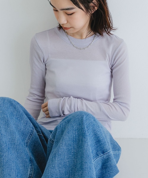 URBAN RESEARCH(アーバンリサーチ)の「NINETY PERCENT ANIS RIB TOP(Tシャツ/カットソー・レディース・LAVENDULA/CHALKWHITE/TAUPE/BLACK・S)」の5枚目の写真