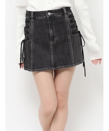 サイドレースアップデニムスカート