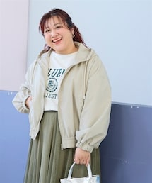 nissen | ＜大きいサイズ＞着痩せフードジャケット（はっ水・防風）(マウンテンパーカー)