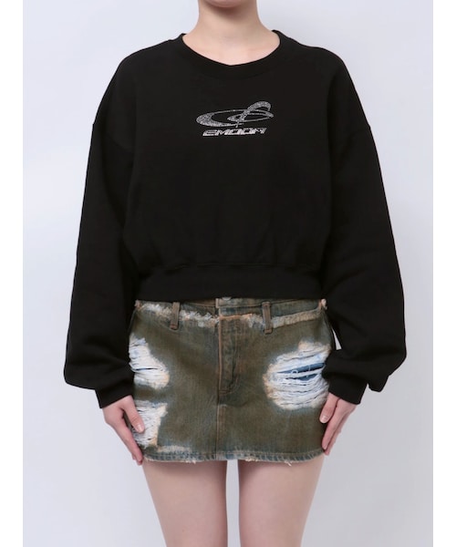 EMODA（エモダ）の「STONE LOGO SHORT SWEAT（Tシャツ/カットソー・レディース・グレー/ブラック/レッド/ブルー・F）」の22枚目の写真