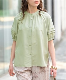 nissen | 大きいサイズ バンドカラー袖デザインブラウス(シャツ/ブラウス)