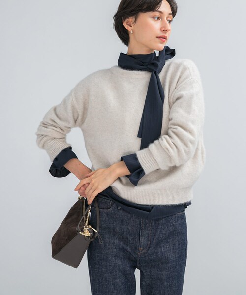 URBAN RESEARCH ROSSO（アーバンリサーチロッソ）の「エアリーニット2WAYカーディガン（カーディガン/ボレロ・レディース・G/WHITE/BEIGE/BLACK・Free）」の7枚目の写真