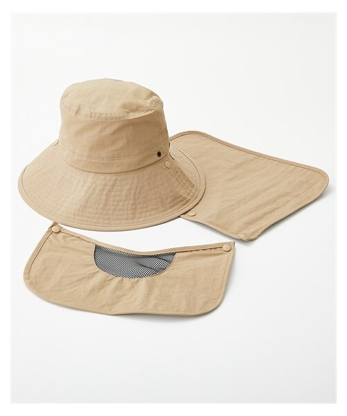 nissen（ニッセン）の「UV遮熱はっ水洗えるパッカブルつば広ハット（フェイスカバー＆垂れ付）（選べる３サイズ）（キャップ・メンズ・黒/ベージュ/ソフトカーキ・M/L/LL）」の7枚目の写真