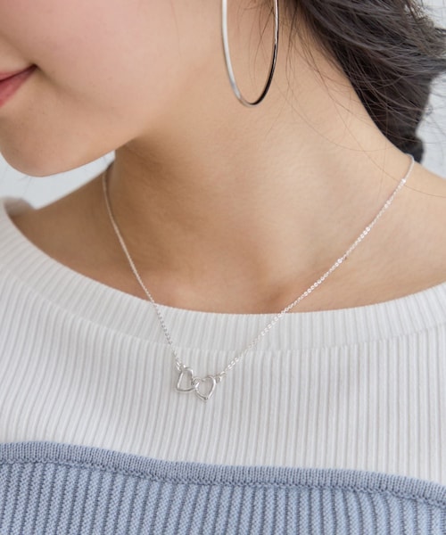 VIS(ビス)の「ダブルハートネックレス(ネックレス・レディース・ゴールド/シルバー・F)」の1枚目の写真