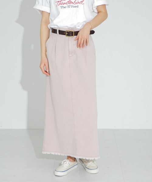 URBAN RESEARCH Sonny Label（アーバンリサーチサニーレーベル）の「コットンツイルタックナロースカート（スカート・レディース・ピンク/グレージュ・36/38）」の2枚目の写真