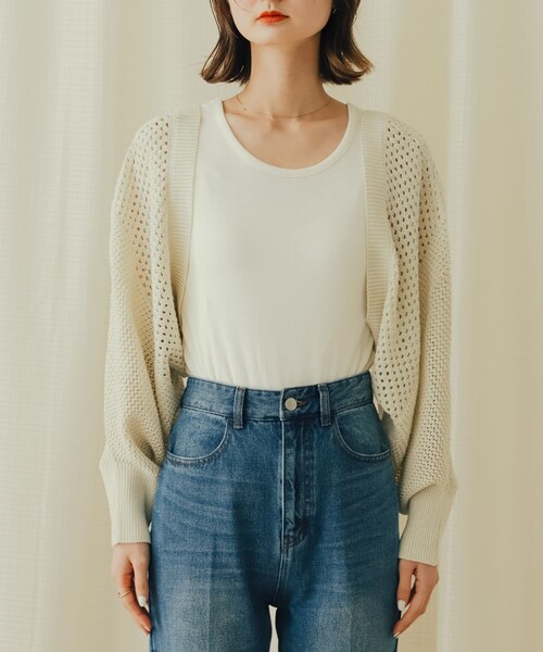 SENSE OF PLACE by URBAN RESEARCH(センスオブプレイスバイアーバンリサーチ)の「ラメバックオープンメッシュボレロ(カーディガン/ボレロ・レディース・CHARCOAL/IVORY/PURPLE・one)」の9枚目の写真