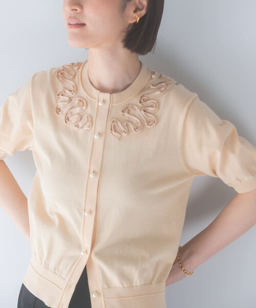 MARILYN MOON　EMBROIDERY KNIT CARDIGAN