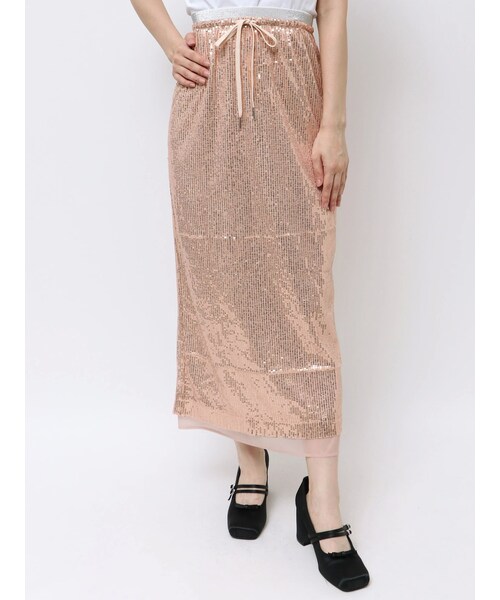 CALNAMUR（カルナムール）の「SPANGLE DRAWSTRINGS SK/スパンコールドロストスカート（スカート・レディース・アイボリー/オレンジ/ブラウン・F）」の9枚目の写真