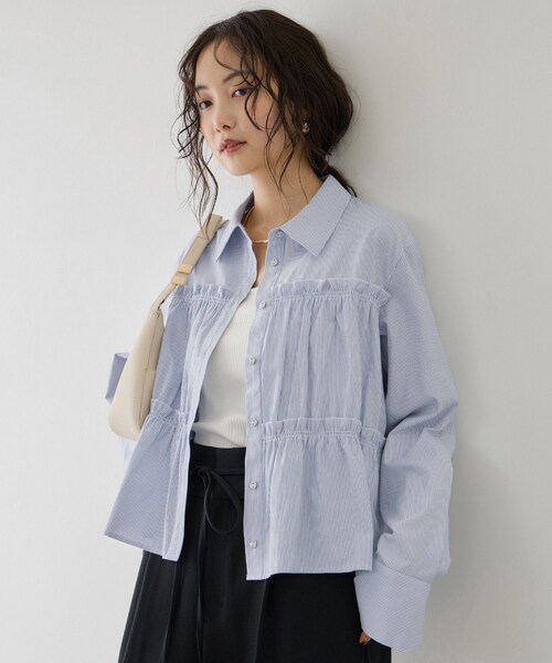 VIS（ビス）の「ビスチェシャーリングシャツ（シャツ/ブラウス・レディース・ベージュ系/グリーン系/ブルー系・F）」の21枚目の写真