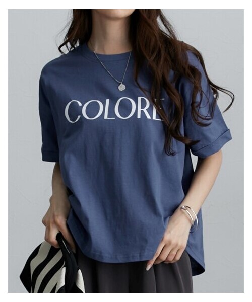 nissen（ニッセン）の「【Be praised】袖ロールアップTシャツ（Tシャツ/カットソー・レディース・チャコール(Paris)/ブルー(COLORE)/オフホワイト(COLORE)/黒(ETOILE)・M/L）」の8枚目の写真