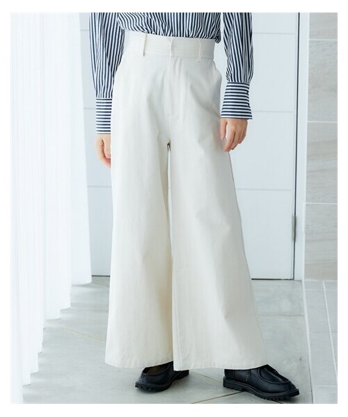 nissen（ニッセン）の「大きいサイズ　ワイドパンツ　miclat（パンツ・レディース・生成り/カーキ・L/LL/3L/4L/5L/6L/8L/10L）」の7枚目の写真