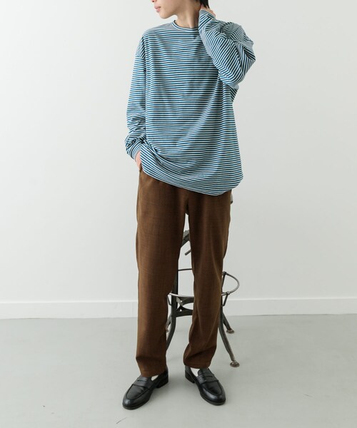 ITEMS URBANRESEARCH(アイテムズ アーバンリサーチ)の「天竺ボーダーロングスリーブカットソー(Tシャツ/カットソー・メンズ・BLU/BRN/CHA・M/L)」の6枚目の写真