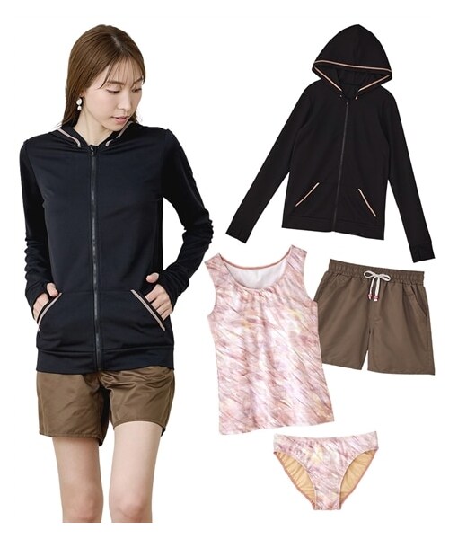 nissen（ニッセン）の「【4点セット】ラッシュガード（指穴付き）・パンツ付きカラータンキニ水着（MU138-B）（水着・メンズ・ホワイト/ブラック・S/M/L/LL/3L/4L/5L/6L/8L/10L）」の19枚目の写真