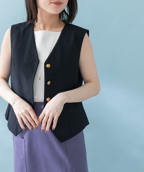 URBAN RESEARCH ROSSO（アーバンリサーチロッソ）の「ネップツイードコンパクトジレ（ベスト・レディース・NAVY/IVORY・FREE）」の11枚目の写真