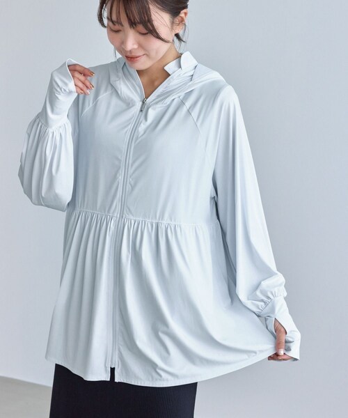 ROPE' PICNIC（ロペピクニック）の「絶対焼けたくないUVパーカー/UVカット・接触冷感（パーカー・レディース・ライトグレー/キナリ/ブルー系・F）」の22枚目の写真