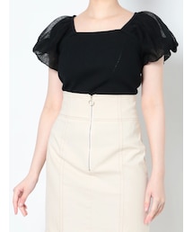 LAGUNAMOON | バルーンスリーブレースアップニットプルオーバー(ニット/セーター)