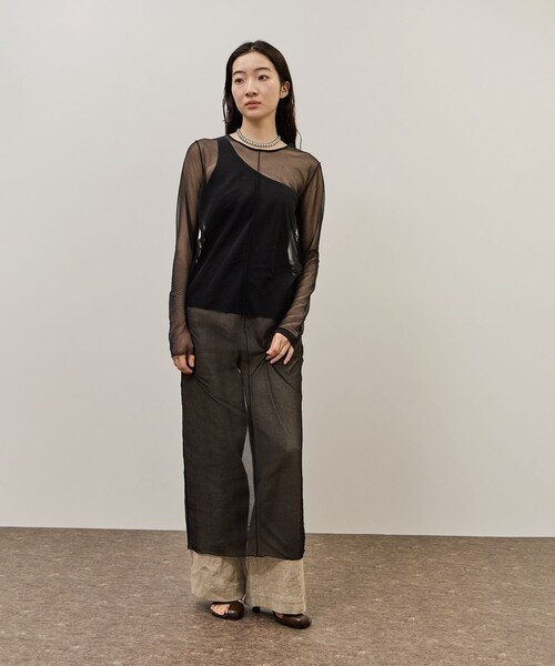 ADAM ET ROPE'(アダムエロペ)の「シアーロングスリーブワンピース(ワンピース・レディース・ブラック/ホワイト系・F)」の8枚目の写真