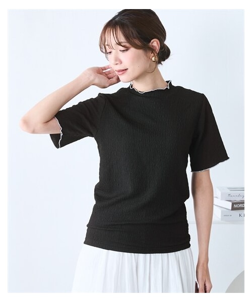 nissen（ニッセン）の「＜大きいサイズ＞楊柳カットソープルオーバー（Tシャツ/カットソー・レディース・オフホワイト系/【不要】グレー系/黒系・L/LL/3L/4L/5L/6L/8L/10L）」の2枚目の写真