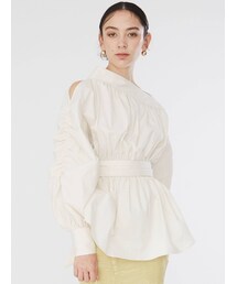 LAGUNAMOON | スリットギャザースリーブペプラムブラウス(シャツ/ブラウス)