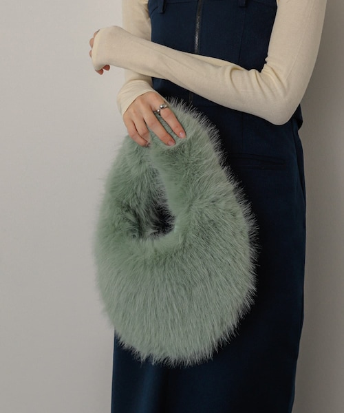 SENSE OF PLACE by URBAN RESEARCH（センスオブプレイスバイアーバンリサーチ）の「ファーラウンドバッグ（ハンドバッグ・レディース・BEIGE/BROWN/MINT・one）」の4枚目の写真