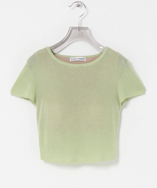URBAN RESEARCH（アーバンリサーチ）の「NICENICE MOMENT　CAP SLEEVE BRALETTE（ニット/セーター・レディース・C GREY/PISTACHIO・M）」の2枚目の写真